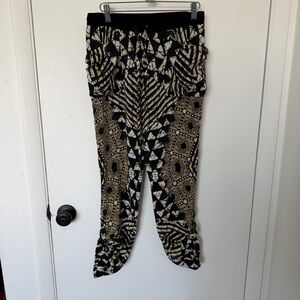 Black and Gold Patterned Jogger Pants